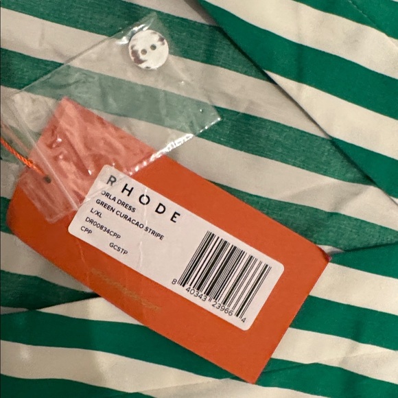 RHODE Orla Dress with Green Curacao and White Stripes - Picture 3 of 5